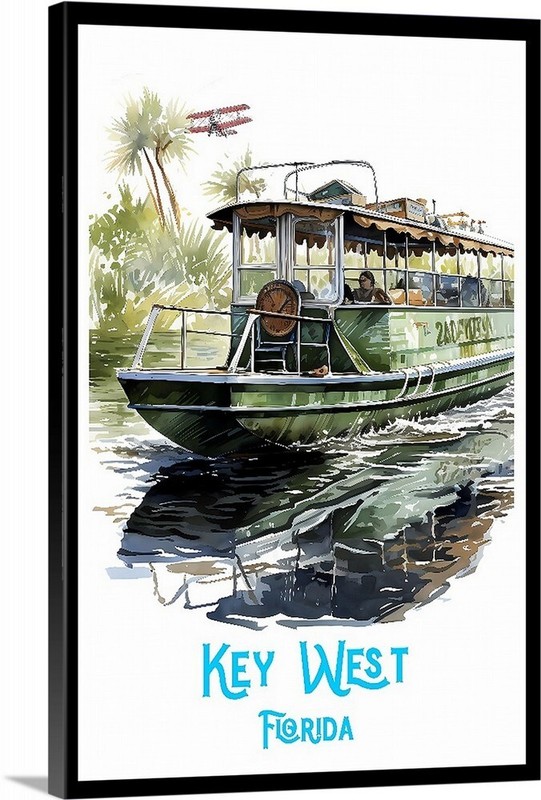 Key West Florida Retro Travel Poster, Canvas Or Framed 1930s Vintage