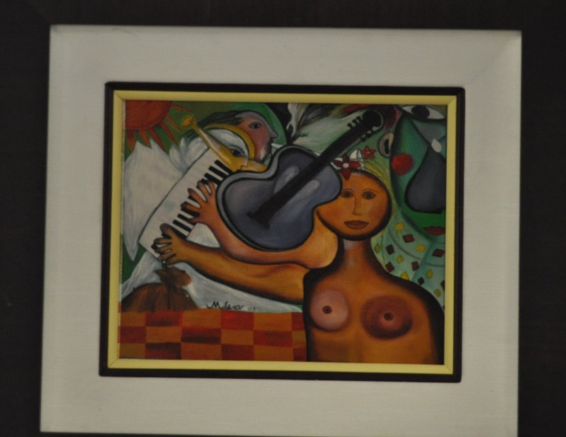 Nude Lady Playing Music Violin Keyboard Trumpet Painting Milena 02 Signed Framed gallery