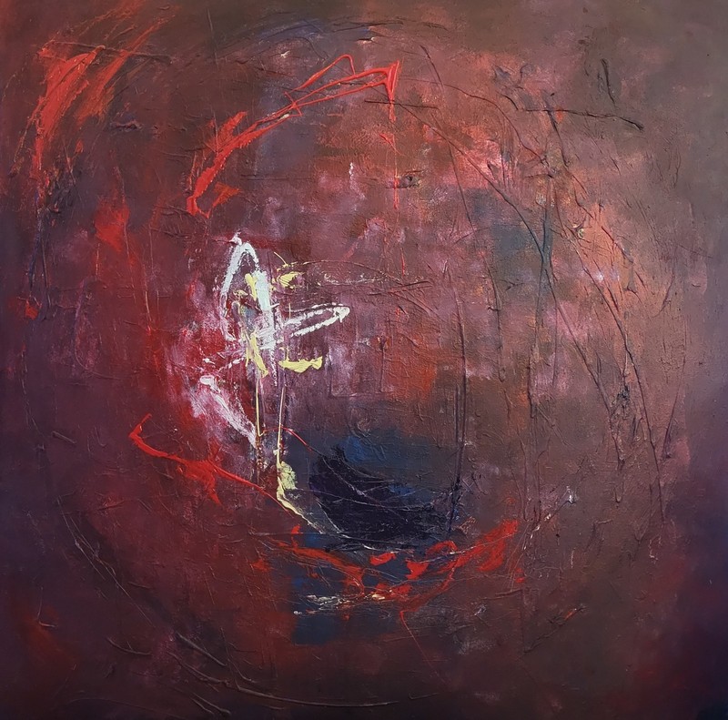 «Blood Portal» original Outsider Art 3ft X3ft On Canvas Made With 🔪 On Canvas