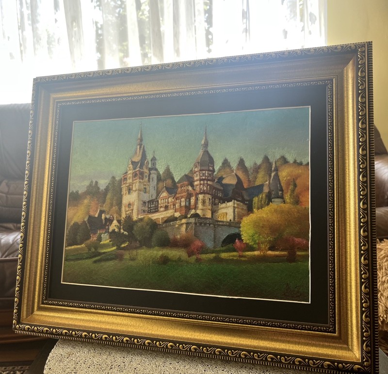 landscape hand printed painting framed gallery