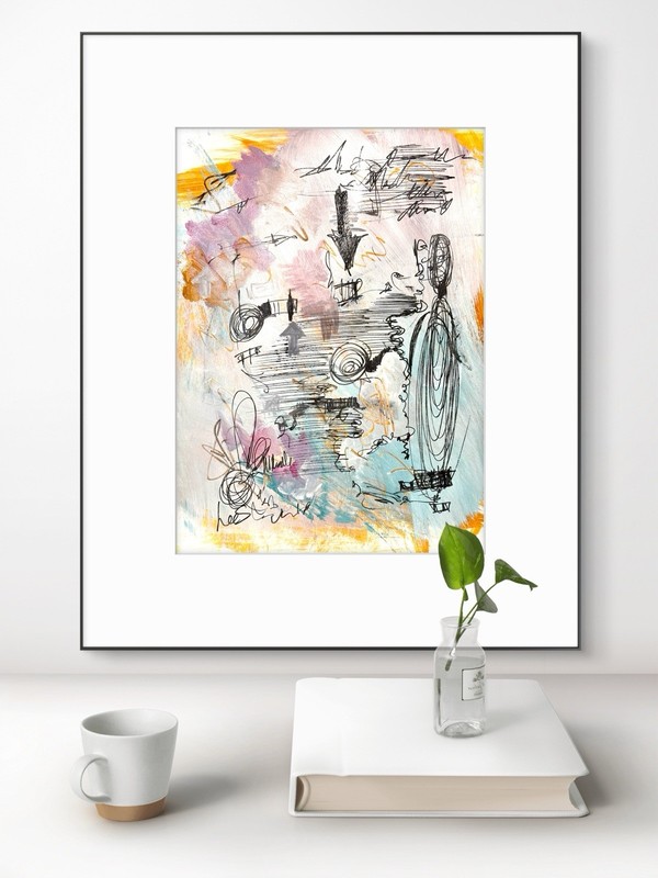 Original Abstract Expressionism 9x12 Mixed Media Paper Signed Wall Art Decor 22 gallery
