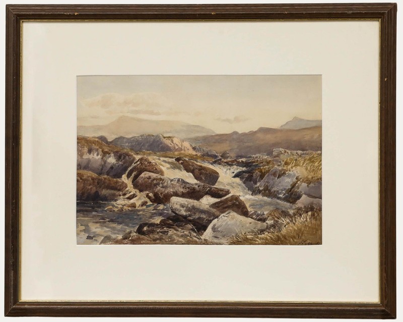 John I Syer (1815-1885) – Framed 1881 Watercolour, A Moorland Stream