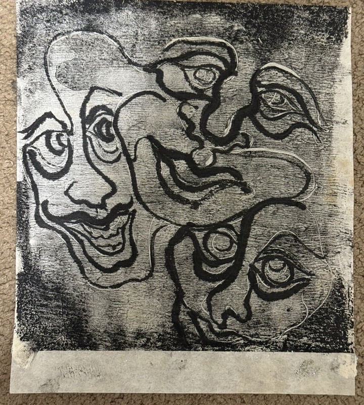 Corbellic Abstract Cubism Portrait Urban Paper Art Original 9.5″ H X 8.5″ L