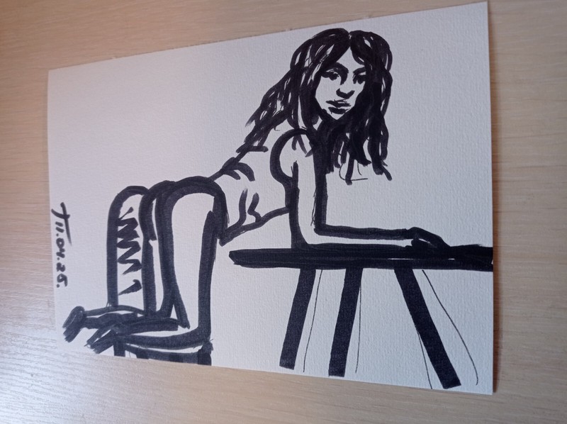 Original Drawing Erotic Female Body Graphics Art Sketch Marker Illustration 8х6" gallery
