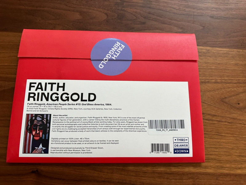 Faith Ringgold “God Bless America", Tea Towel ,New ,Original packaging gallery