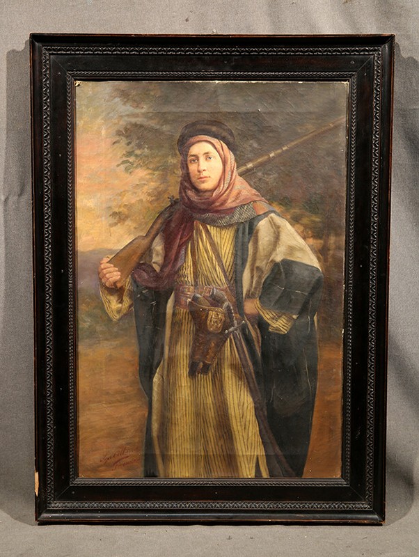 Early 20th Century Painting Italian Hollywood Movie Star in Islamic Suit