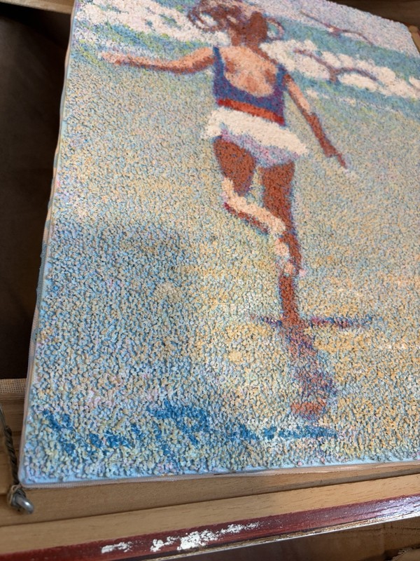 HENRY BENSON 1930-98 American Impressionist Girl on Beach Painting Textured gallery