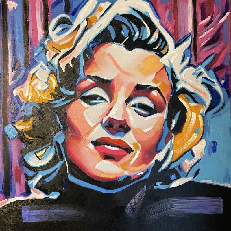 Marilyn Monroe Oil Painting On A 30 X 30 Inch Canvas
