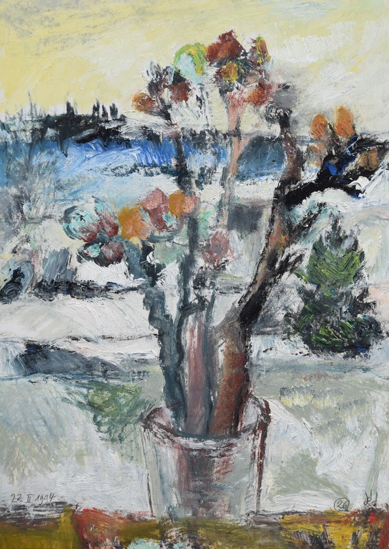 Walter Gutbrod 1908-1998 Ludwigsburg/oil 1994 winter still life with branches