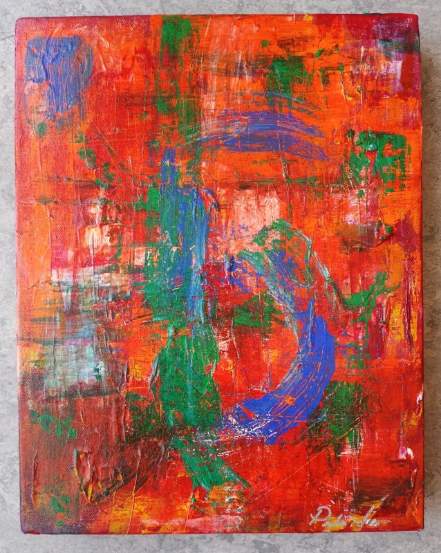 Stunning Abstract Art on Canvas Signed Illegibly Artist Unknown gallery