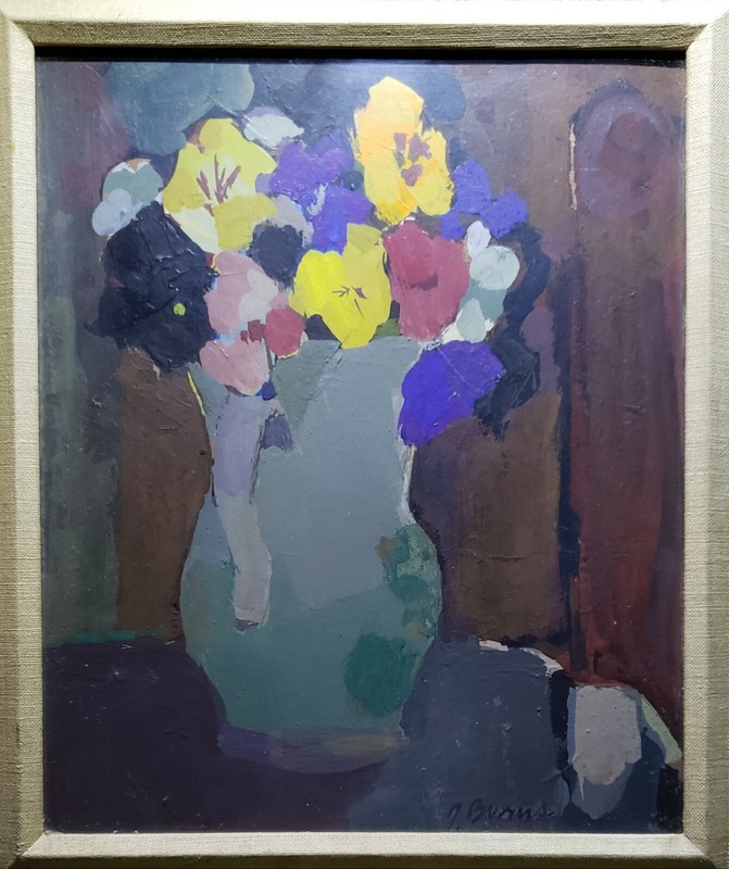 ANTIQUE AMERICAN IMPRESSIONIST FLORAL STILL LIFE PAINTING BURNS BROOKLYN NY MET gallery