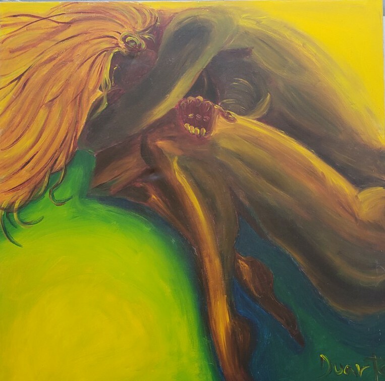 Signed Eugene Duarte Nude Woman Original Surreal Painting Miami Florida Artist