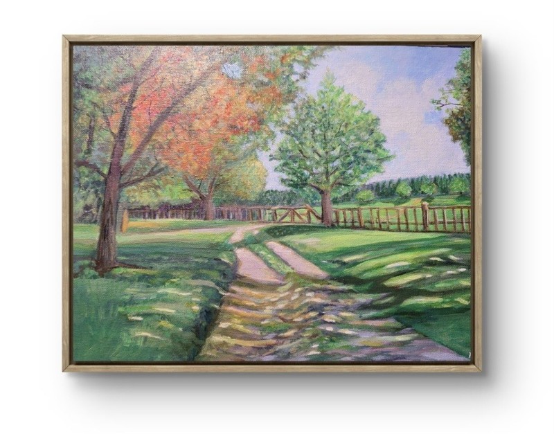 Original Impressionist 11x14 Acrylic Landscape Canvas Painting Signed Green Wall gallery