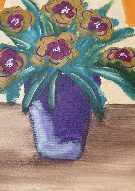 Original "Flowers in Vase" 11x14 Canvas Expressionism Abstract Design Home Art gallery