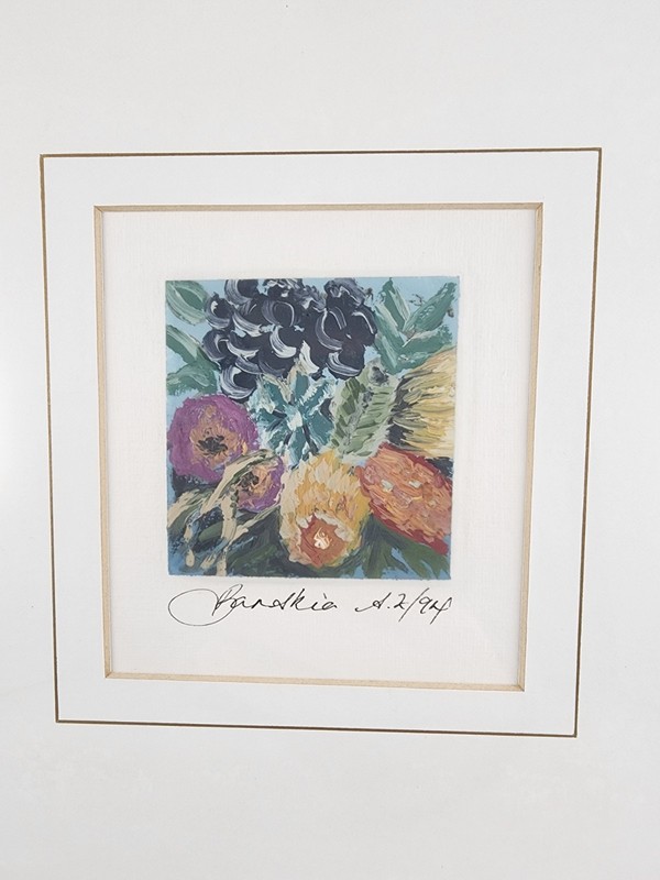 Floral Art Matted & Framed 9x10" Multicolor Flowers Pansies 1994 gallery