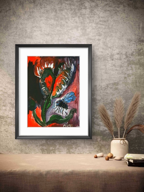 Venus Flytrap Unique Abstract Expressionism Wall Art Canvas Board 11x14 gallery