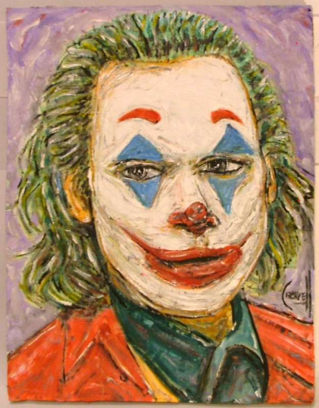 The Phoenix Joker 8×10 oil painting new card panel original art signed Crowell