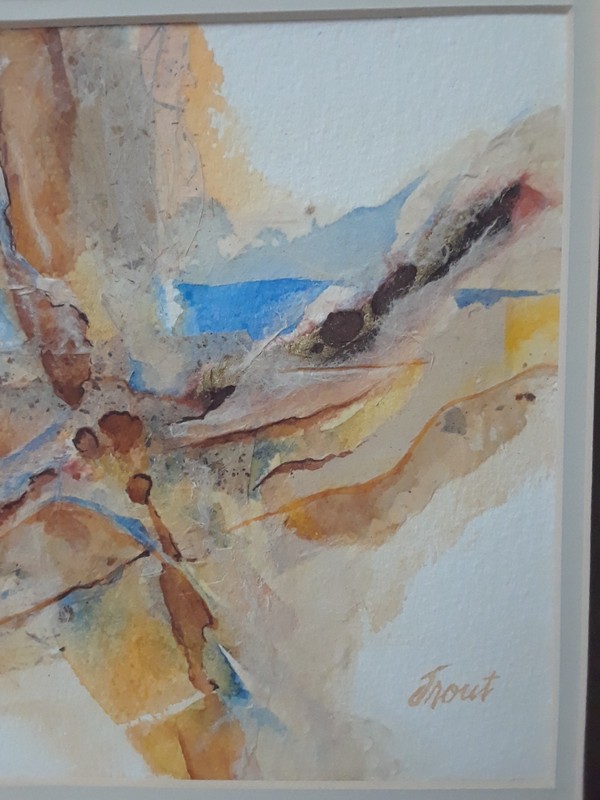 Gouache Multi Media Signed By Don Trout Artist Matted "Earth Tones Crossings" gallery