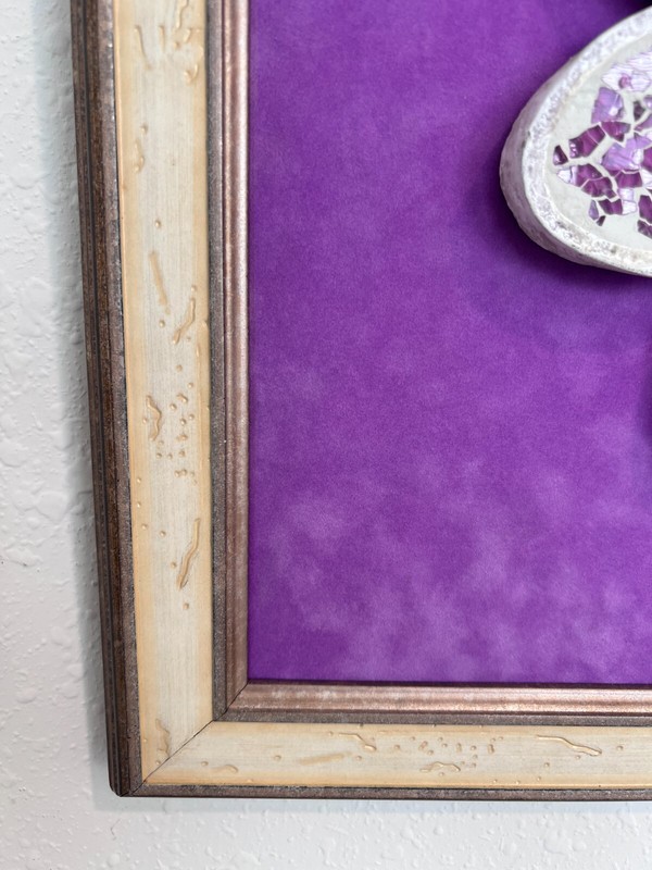 Whimsical Mosaic Flower Wall Art – “LAUGH” 3D Mixed Media on Board, Framed 19x19 gallery
