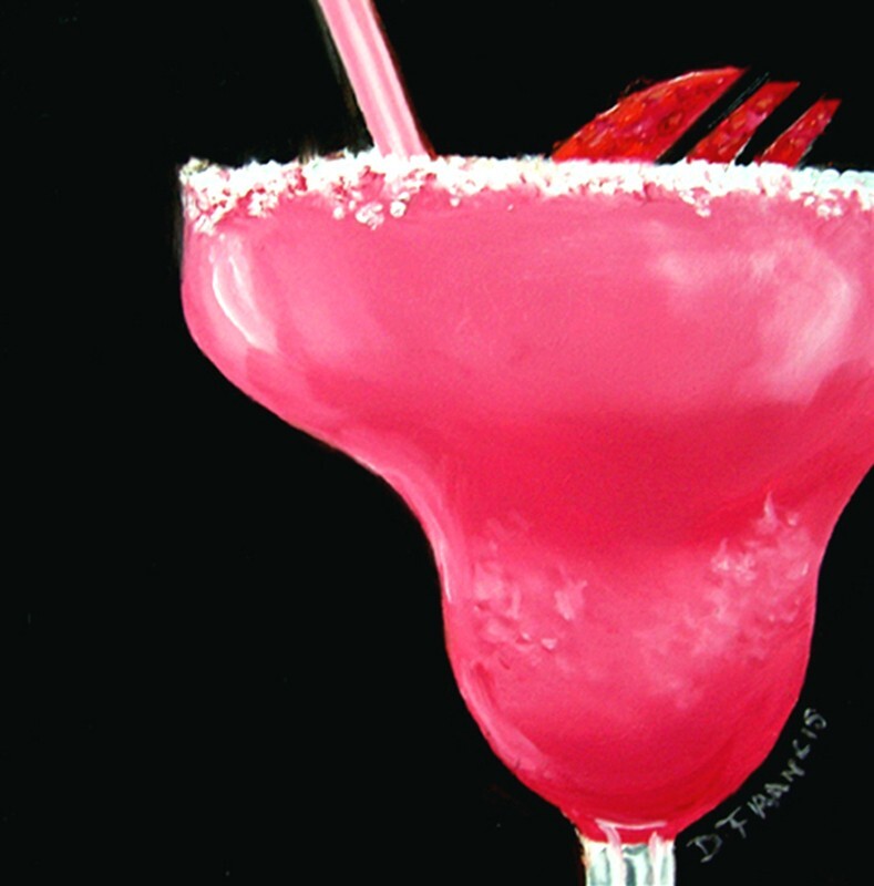 «MARGARITE» Original Art Oil Painting 6″x6″x1/8″ Food, Wine by Donna Francis