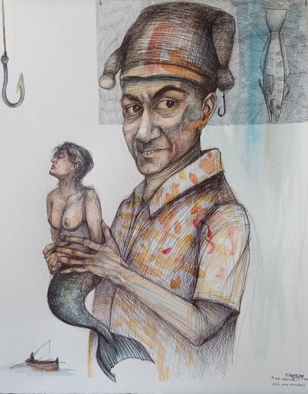 Pencil On Cardboard 19×18 In .Edualdo Crespo. Cuban Beautifull Arts