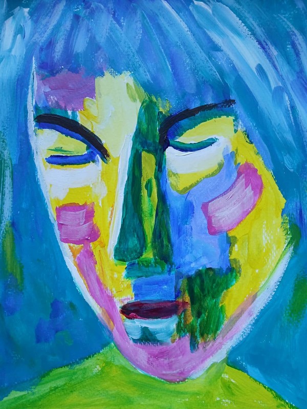 Abstract/ Expressionism Lovely Lady 11×14 Handmade Colorful Art Painting