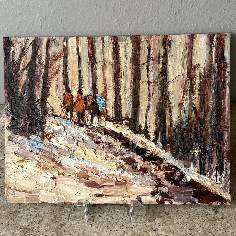 Dawn Normali oil painting Unframed “Pack Horses” Impressionism Style 12×9