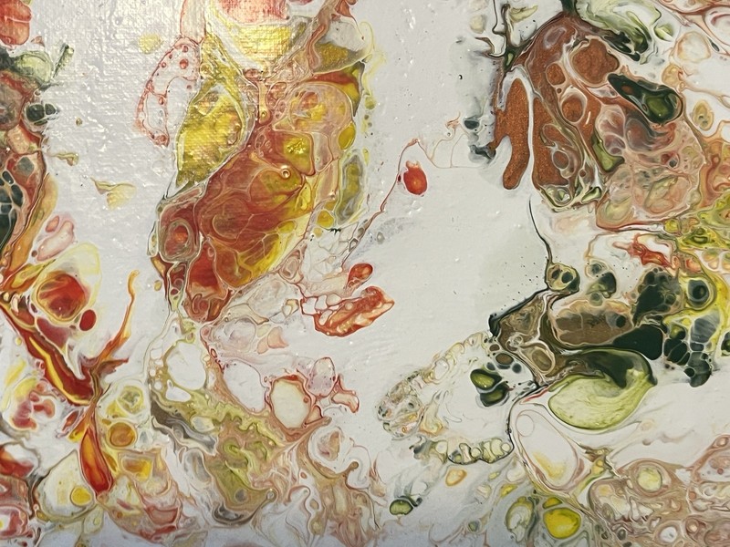 Abstract Acrylic Painting On Canvas Fluid Art 16 X 20 Gold/ Red /Green gallery