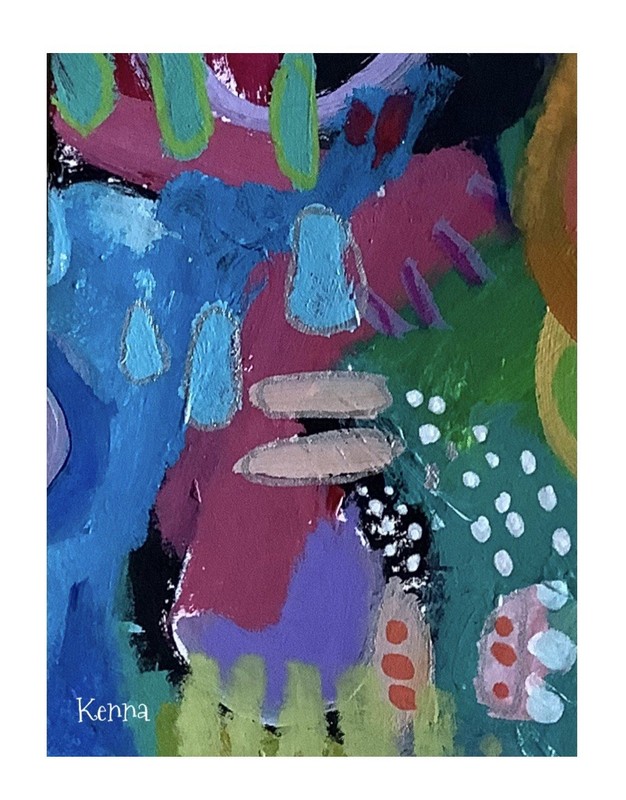ACEO Painting By Kenna Abstract Acrylic 2.5” X 3.5” Signed Original ÀTC