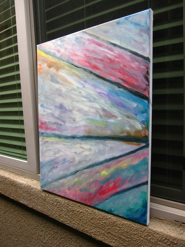 TWICE IN LOVE new wow abstract oil painting 16x20 canvas original signed Crowell gallery