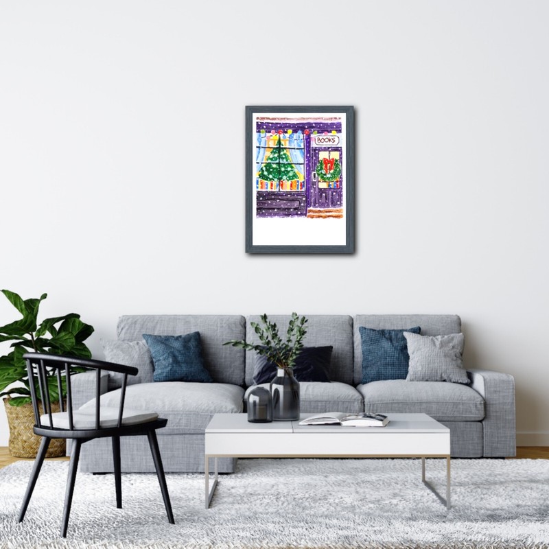 Painting original digital download "Christmas Scene" 4 different sizes gallery