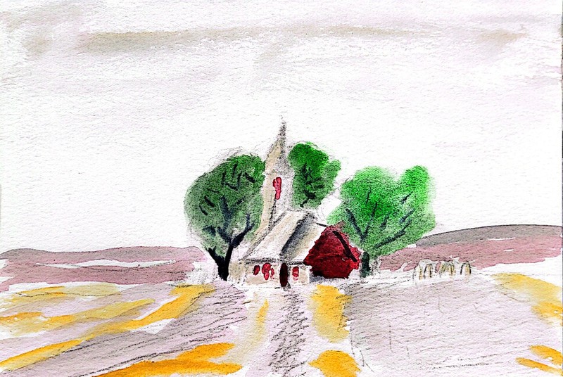 Contemporary Landscape Expressionist Original Painting Watercolor 5×7