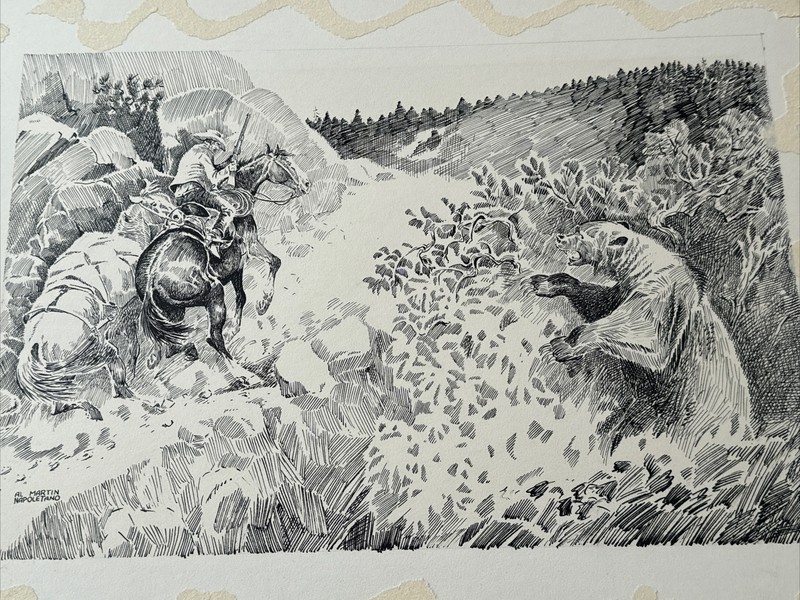 ANTIQUE ILLUSTRATION DRAWING COLLECTION AL MARTIN NAPOLETANO WESTERNN COWBOY