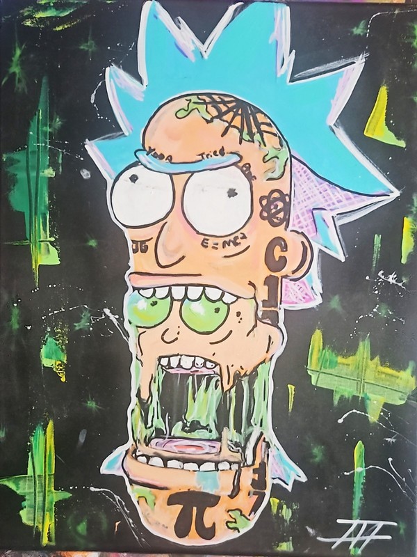 Original hand-painted Rick Sanchez Morty Painting Acrylic