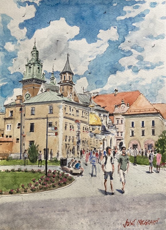 Original Watercolor Painting «Wawel Castle, Poland” 11″ x 15» NOT A PRINT
