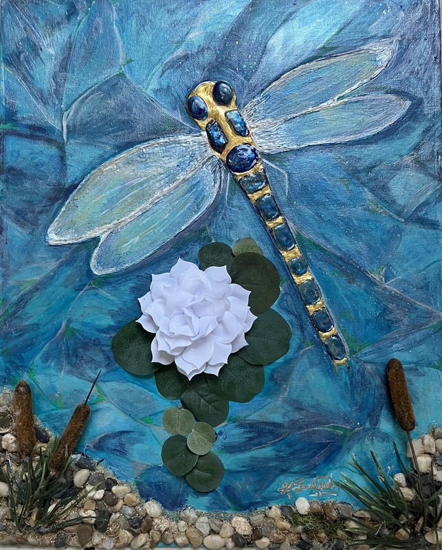 3D Acrylic Painting of a DRAGONFLY (20×16)