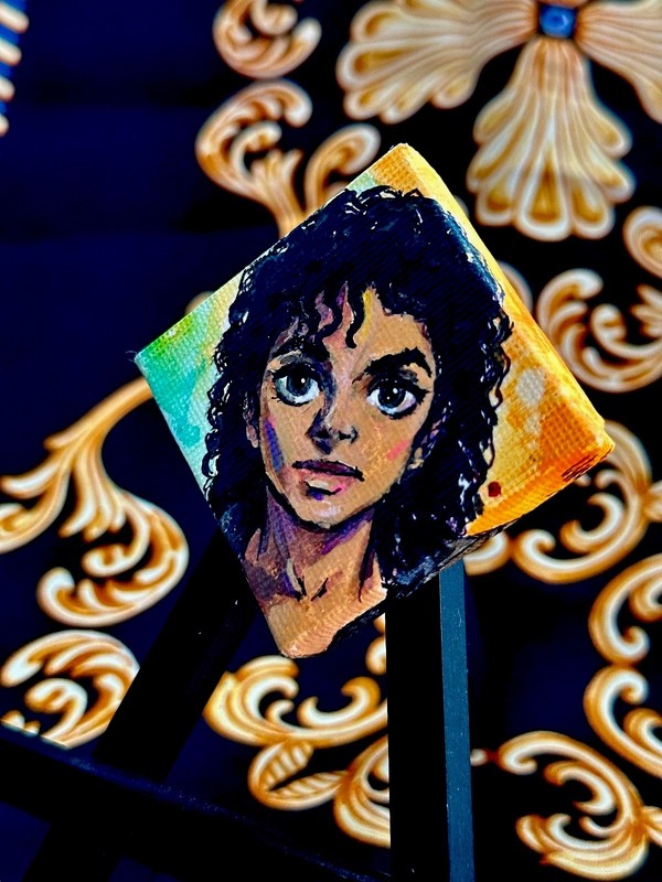 Michael Jackson “ANIME” mini Original Hand Painted on Canvas by Uni Xi 2”x 2” gallery