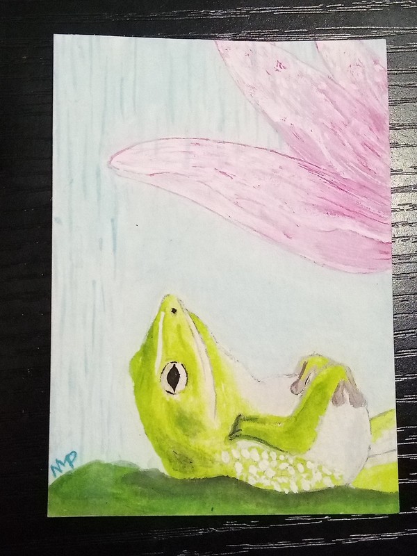 ACEO Original – Frog Rain Rest Painting – ATC