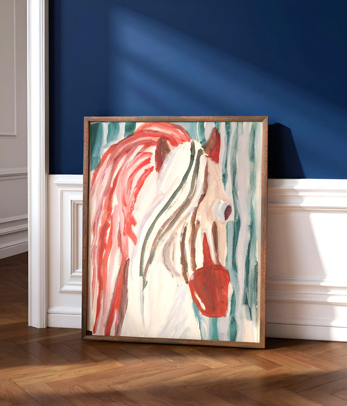 Horse Portrait 16X20 Modern Signed Original Abstract Acrylic Wall Art BACH