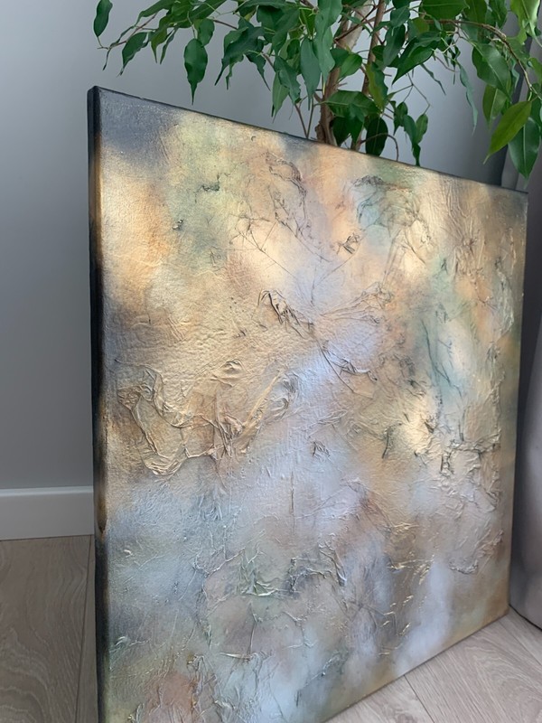 Golden Univers Abstract Texture Painting On Canvas green bronz shades living gallery