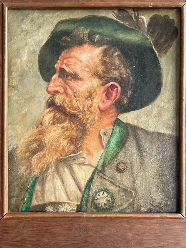 Oil painting H. K. Saffer Bamberg hunting Leo Dorn Eagle King Bavaria Alps hunter.