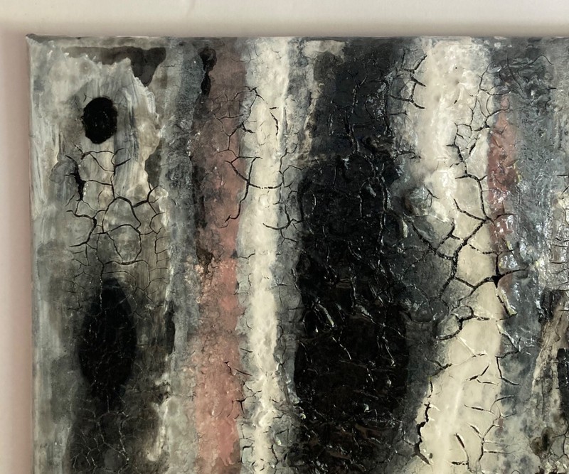Abstract Black White And Salmon Painting gallery