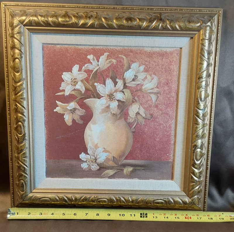 CLASSY WALL ART - WATER PITCHER WITH LILLIES - 18 IN X 18 IN - FRAMED gallery