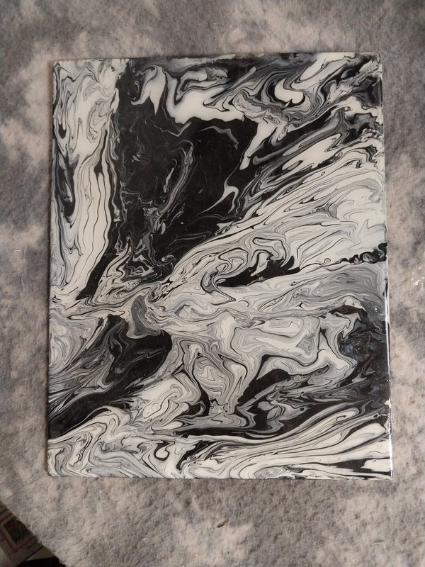 8 inch by 10 inch unique art covered in epoxy