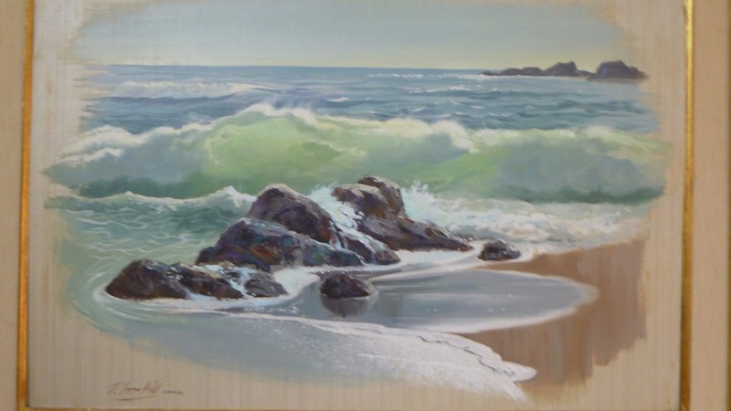 Dale Logan Hill Mid Century Carmel Osean Landscape Oil Painting 1909 1989