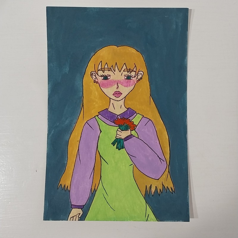 4×6 Inch Acrylic Painting Watercolor Paper Modern Art Anime Title At Peace A1