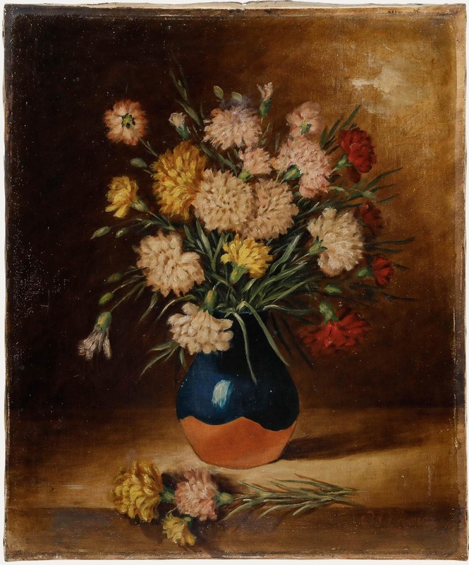 Nicolaï A. Okolowicz (fl.1867-1928) – Russian Oil, Bouquet of Chrysanthemums