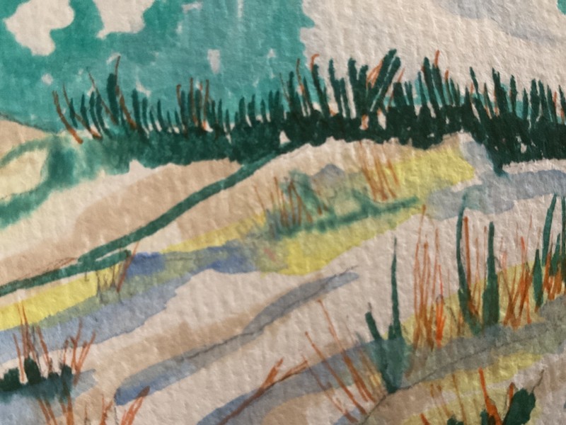 ACEO watercolor art by PJ, art card 2.5 x 3.5: Sand dunes