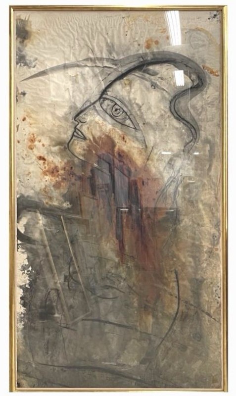 Large Jamali Watercolor Of Abstract Figure