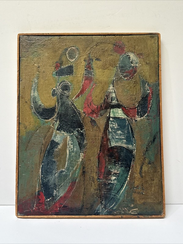 Mid Century Expressionist Painting Abstract CUBIST Modernist Modernism Mystery